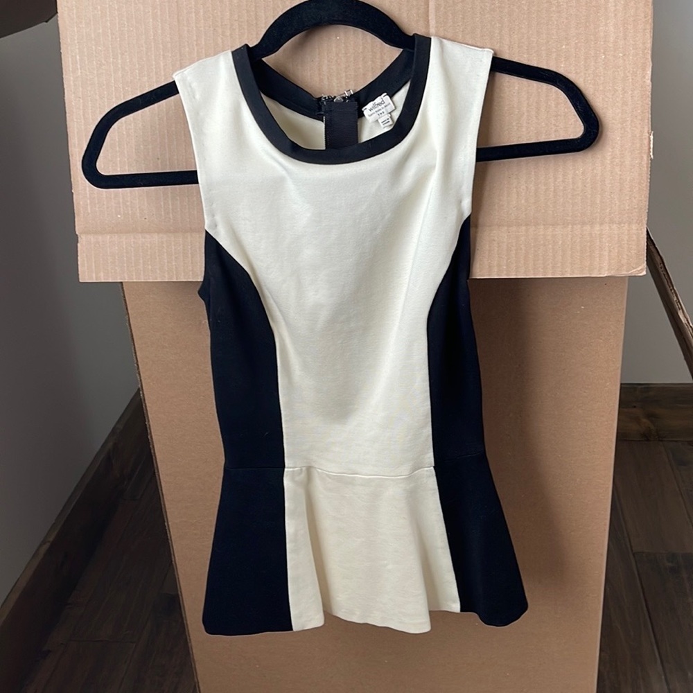 Black and white peplum top. Wilfred size XS